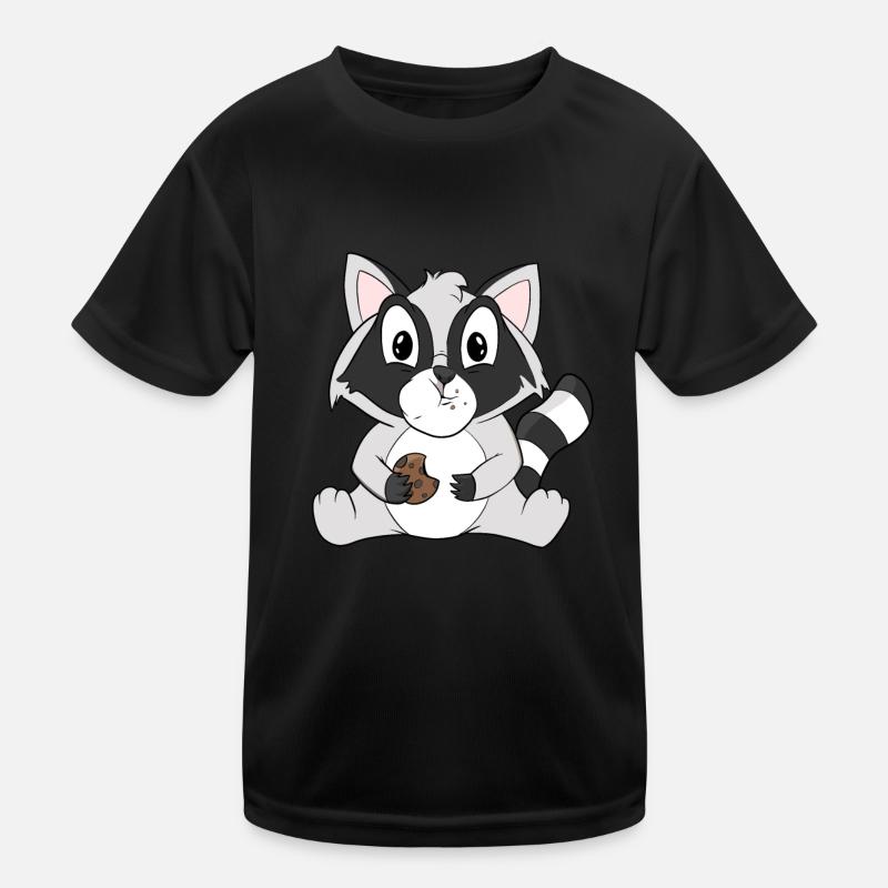 Raccoon with biscuit Kids Functional T-Shirt
