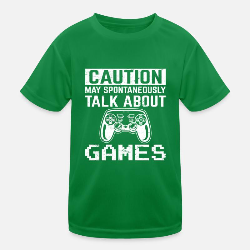 Caution May Spontaneously Talk About Games Funny G Kinder Funktions-T-Shirt