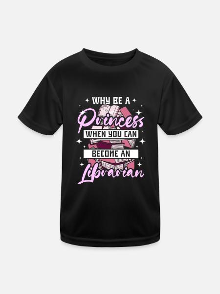Woman princess librarian - Kinder Funktions-T-Shirt - Schwarz - Vorne