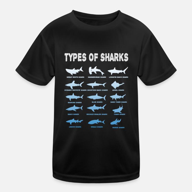 Types de requins - T-shirt sport Enfant - noir