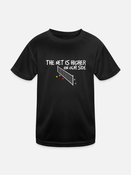 The Net Is Higher On Our Side Funny Pickleball Pla - Kids Functional T-Shirt - black - Front