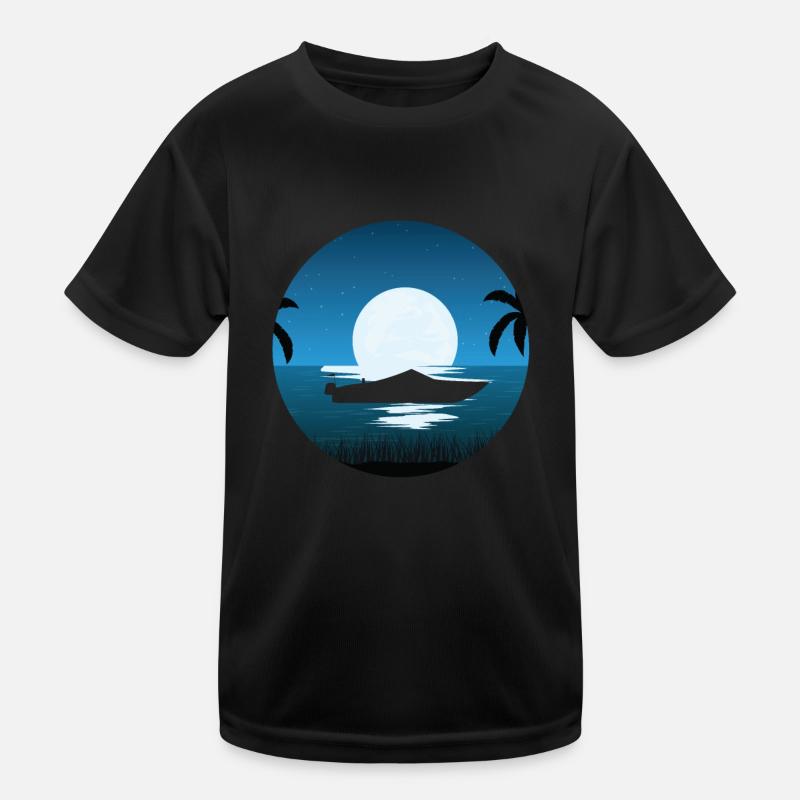 Motorboot Mond Kinder Funktions-T-Shirt