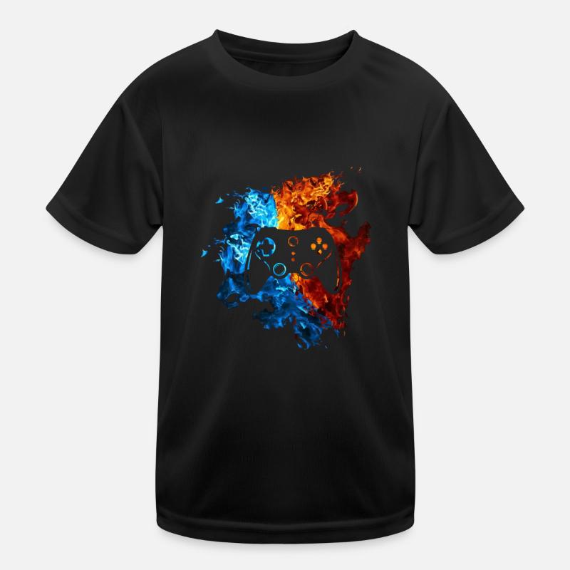 Game Controller Rot Blau Feuer Videospiele spielen Kinder Funktions-T-Shirt