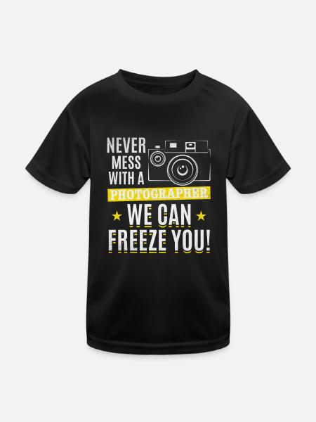 Never mess with a photographer, we can - Kids Functional T-Shirt - black - Front