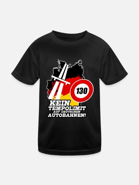 Autobahn Tempolimit Kein Tempolimit Auf Deutschen - Kinder Funktions-T-Shirt - Schwarz - Vorne
