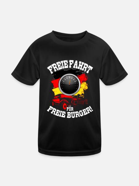 Autobahn Tempolimit Freie Fahrt Für Freie Bürger! - Kinder Funktions-T-Shirt - Schwarz - Vorne