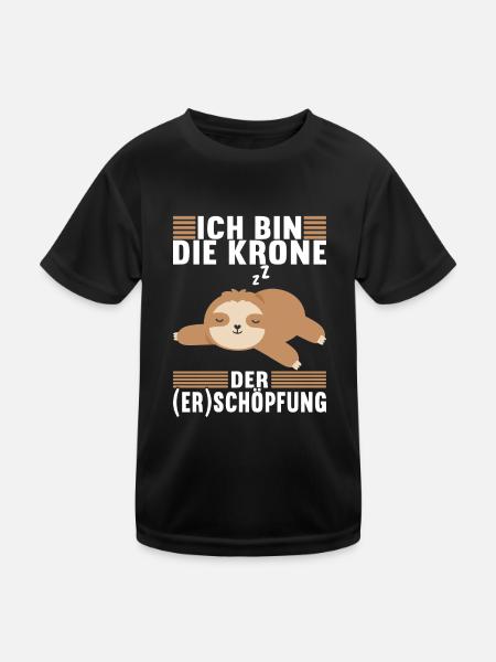 Faultier Spruch Müdigkeit - Kinder Funktions-T-Shirt - Schwarz - Vorne