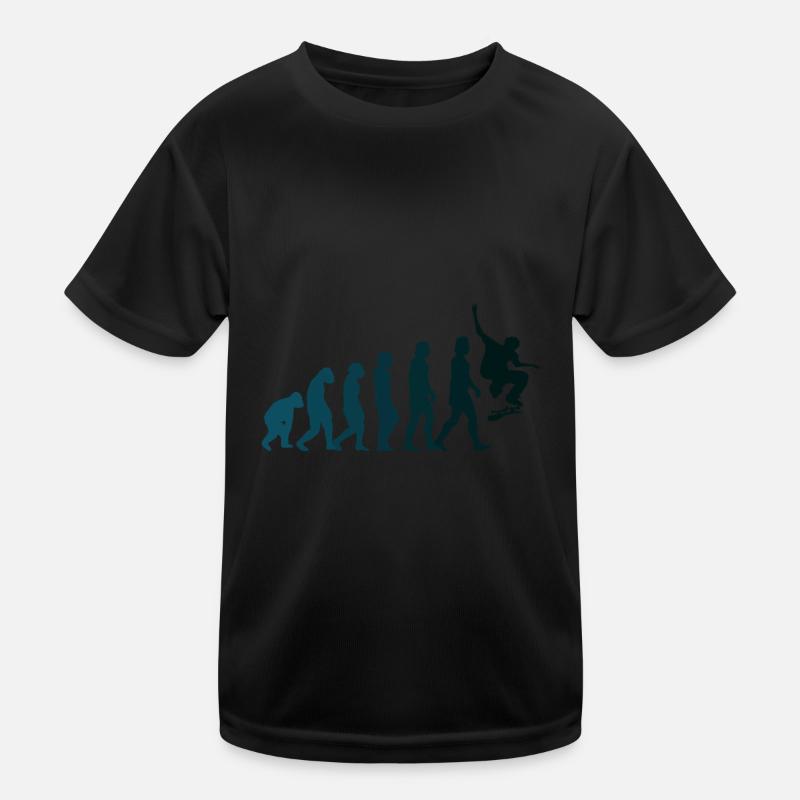 Skateboarder Skateboard Evolution - Kinder Funktions-T-Shirt - Schwarz