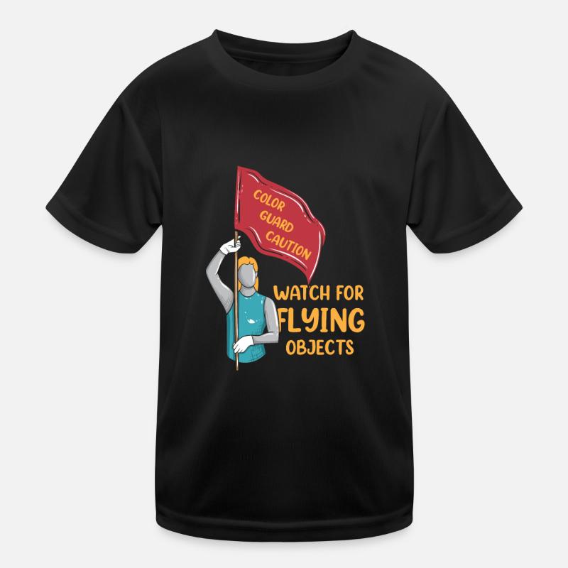 Color Guard Caution Watch For Flying Objects Funny Kids Functional T-Shirt