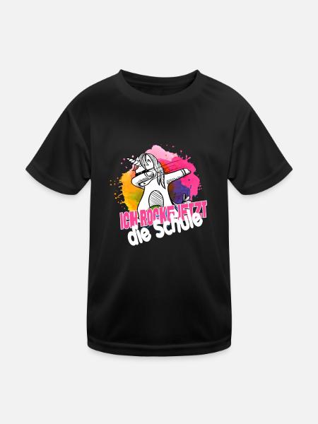 Endlich Schulkind, Einschulung - Kinder Funktions-T-Shirt - Schwarz - Vorne