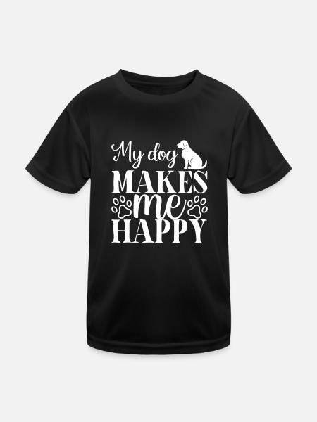 Mon chien me rend heureux - T-shirt sport Enfant - noir - Devant