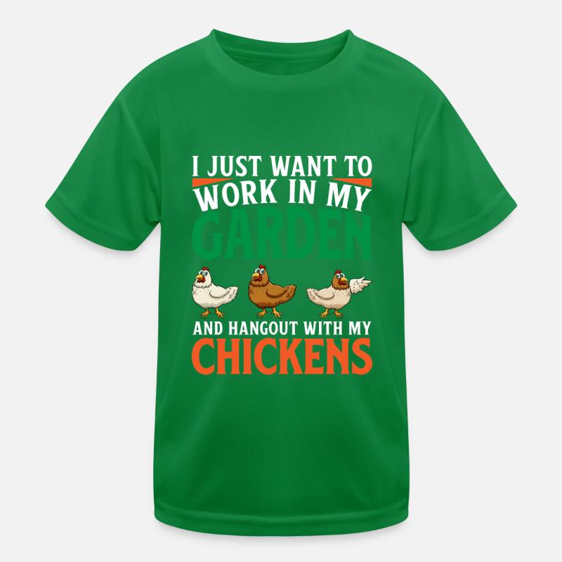 Im Garten Arbeiten Und Mit Den Chicks Abhängen Kinder Funktions-T-Shirt