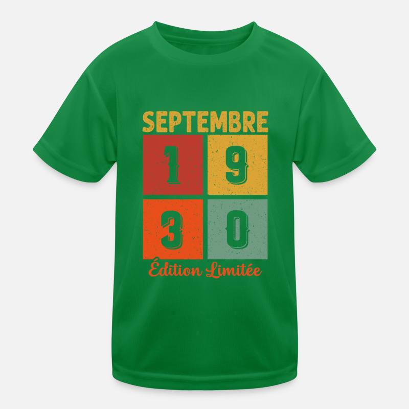 Septembre 1930 Original Idée Cadeau Anniversaire T-shirt sport Enfant