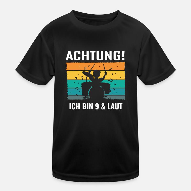 Drummer Schlagzeug Schlagzeuger 9. Geburtstag Kinder Funktions-T-Shirt