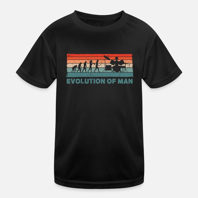 Retro Schlagzeuger Evolution Drummer Kinder Funktions-T-Shirt