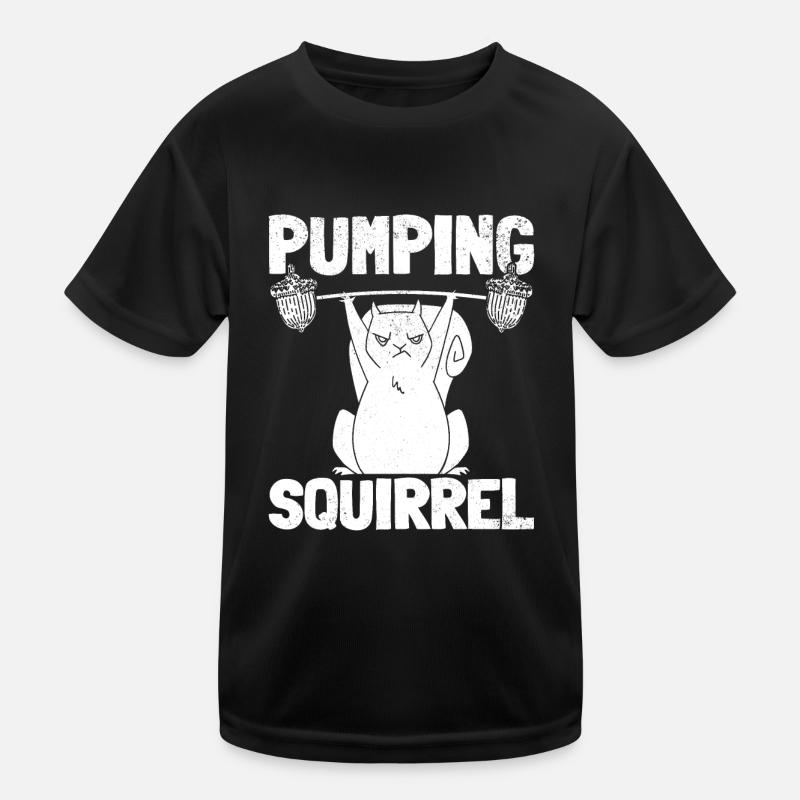 Pumping Squirrel Powerlifting Squirrel Kids Functional T-Shirt