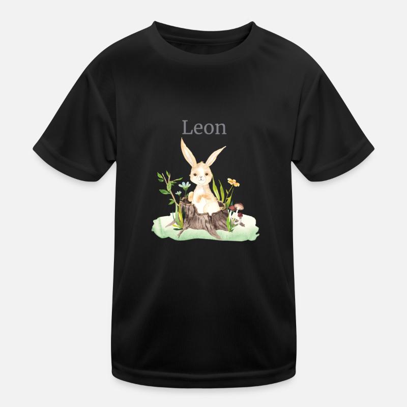 Waldtier Reh Hase Igel Blumen Name Leon Kinder Funktions-T-Shirt
