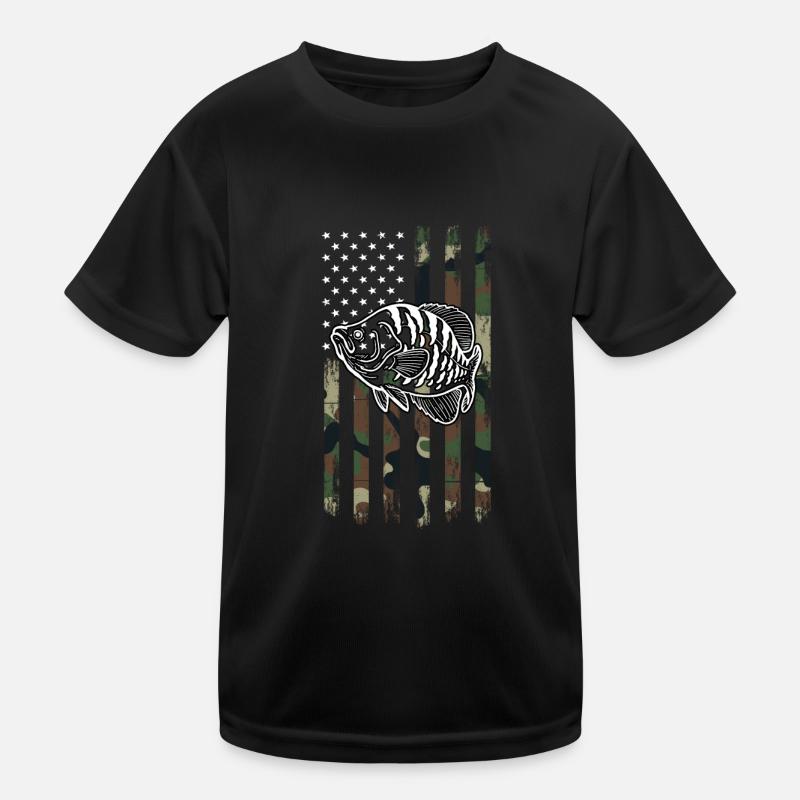 USA Flag Crappie Fish Kids Functional T-Shirt