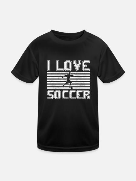 I love soccer - Kinder Funktions-T-Shirt - Schwarz - Vorne