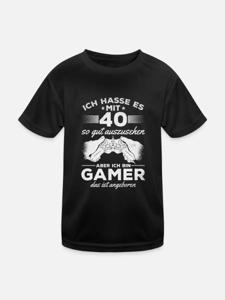 Gaming 40 Jahre Geburtstag Gaming 40 Geburtstag - Kinder Funktions-T-Shirt - Schwarz - Vorne