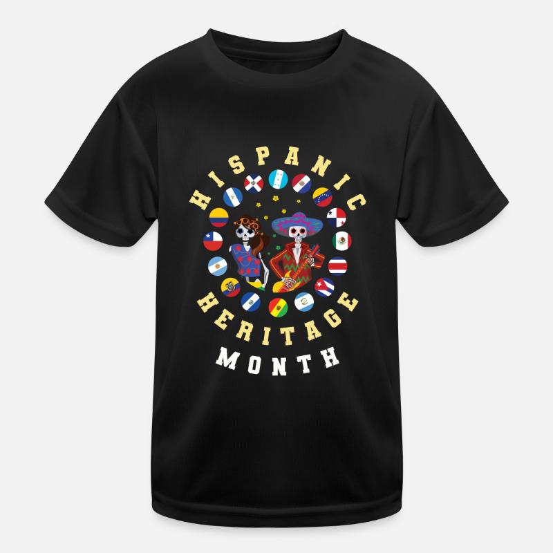 Bones Skeleton Flag Hispanic Heritage Month Kids Functional T-Shirt