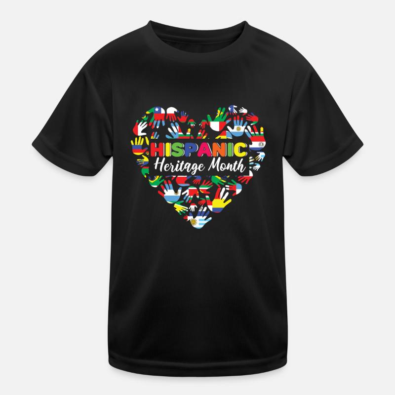 Hands Love Flags Hispanic Heritage Month Kids Functional T-Shirt