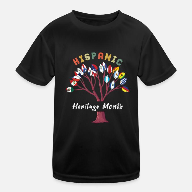 Tree Flags Leaf Hispanic Heritage Month Kids Functional T-Shirt