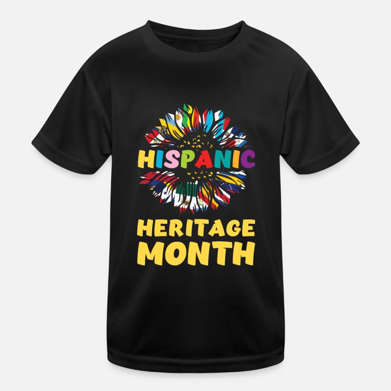 Hispanic Sunflower Flags Hispanic Heritage Month Kids Functional T-Shirt