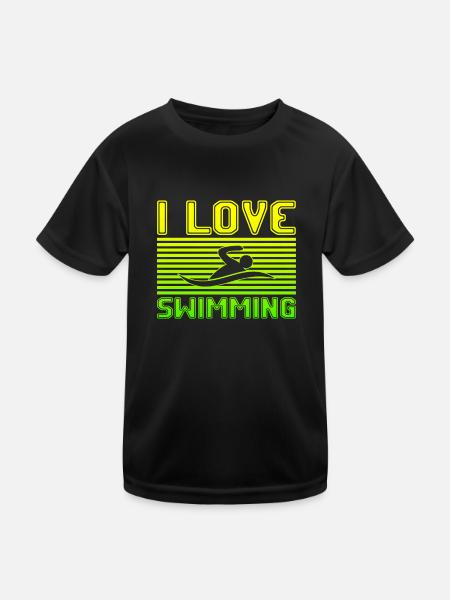 J’adore la natation - T-shirt sport Enfant - noir - Devant