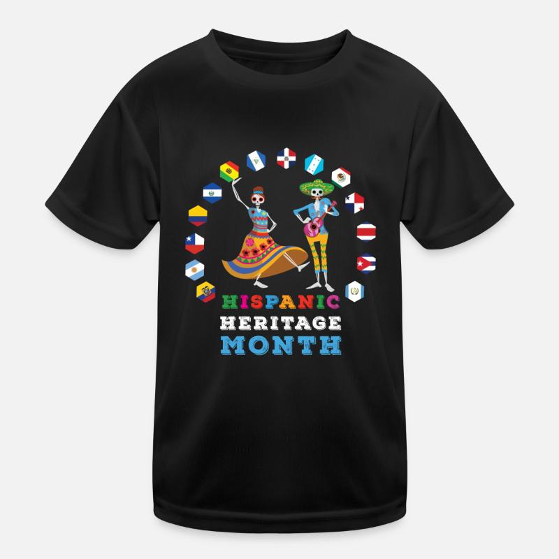 Skeleton Bones Flag Hispanic Heritage Month Kids Functional T-Shirt