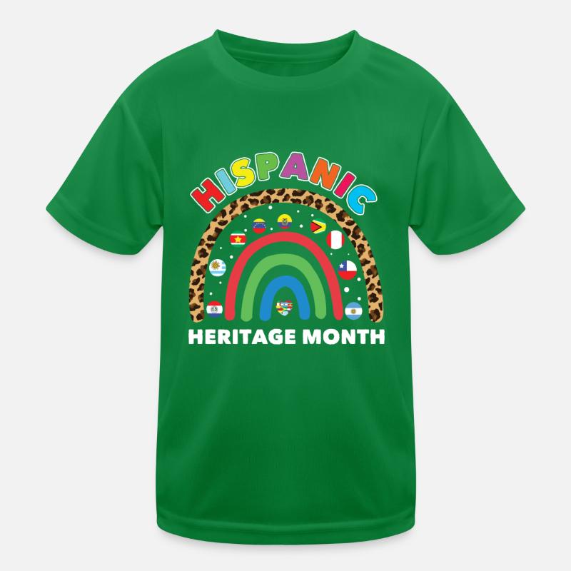 Rainbow Spain Flags Hispanic Heritage Month Kinder Funktions-T-Shirt