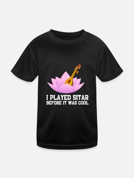 Sitar Instrument Indian Hindustani Music String - Kinder Funktions-T-Shirt - Schwarz - Vorne