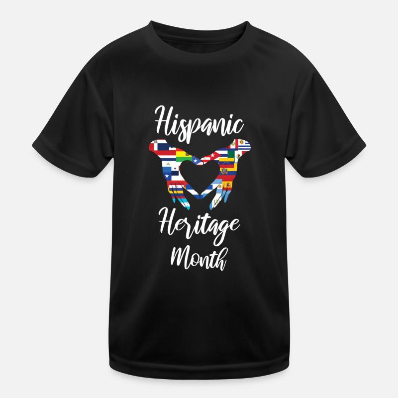 Flags Hand Heart Hispanic Heritage Month Kids Functional T-Shirt