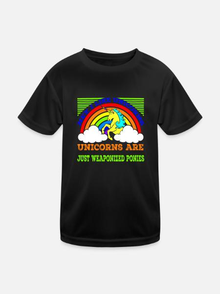Hé, j’aime la licorne licorne - T-shirt sport Enfant - noir - Devant