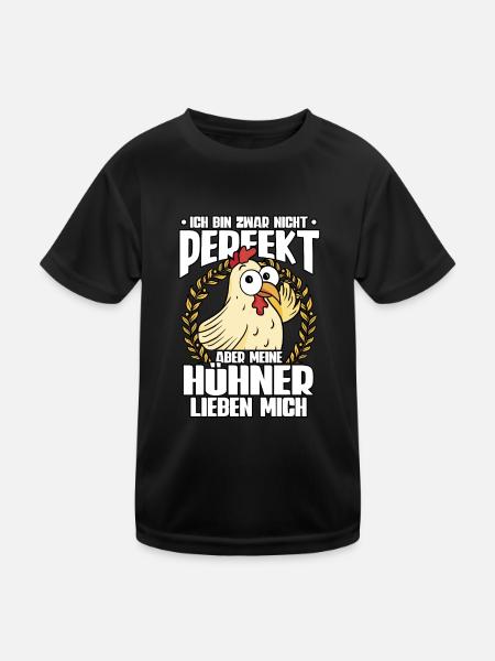 Huhn Hühner - Kinder Funktions-T-Shirt - Schwarz