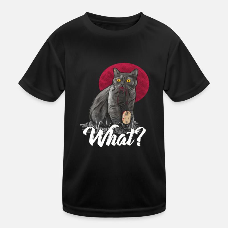 Cat with trapped computer mouse - What? Kids Functional T-Shirt