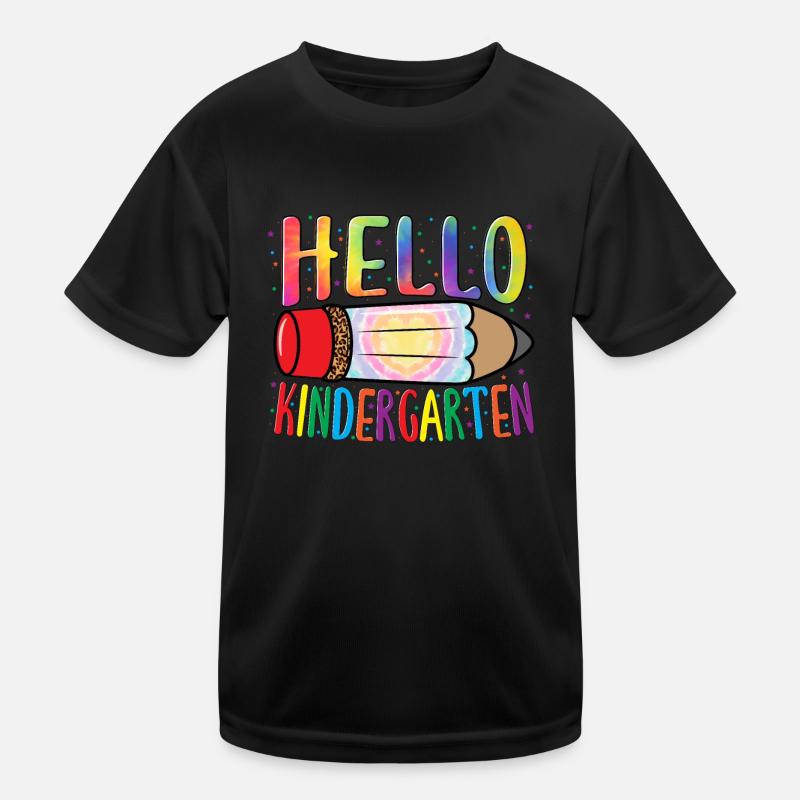 Hello Kindergarten Tie Dye Pencil Funny First Kids Functional T-Shirt