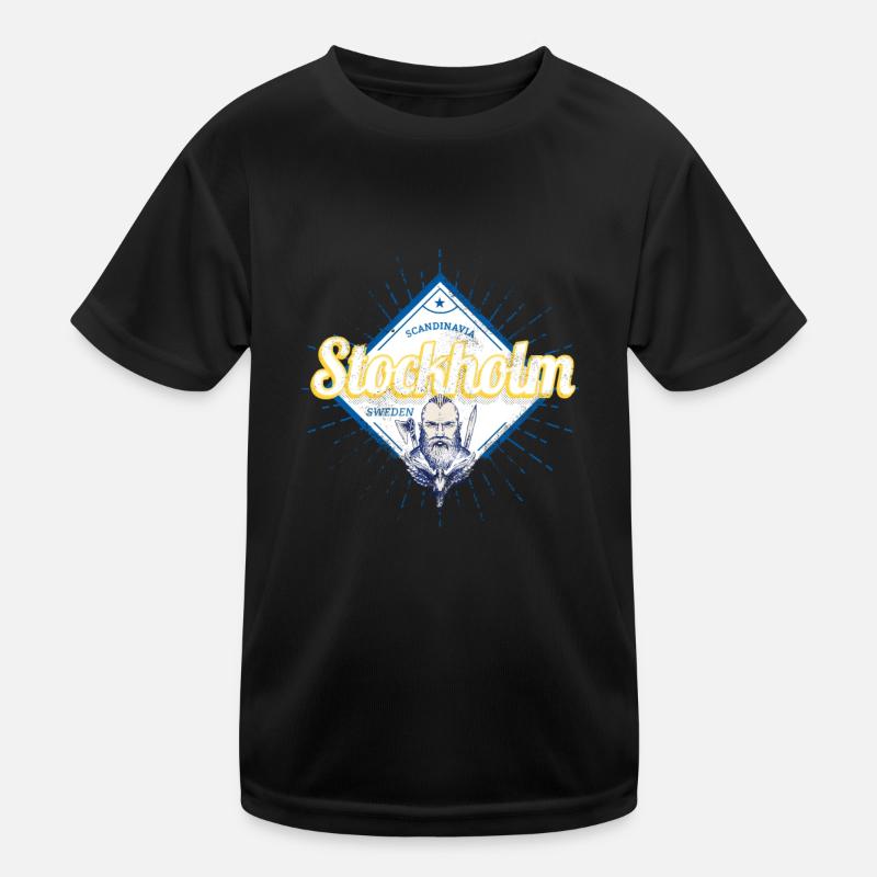 Stockholm Capitale Suède Viking Retro T-shirt sport Enfant