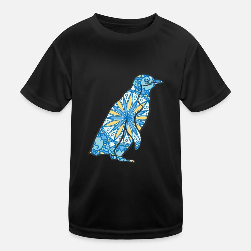 Mandala Penguin Geometric Pattern Art Kids Functional T-Shirt