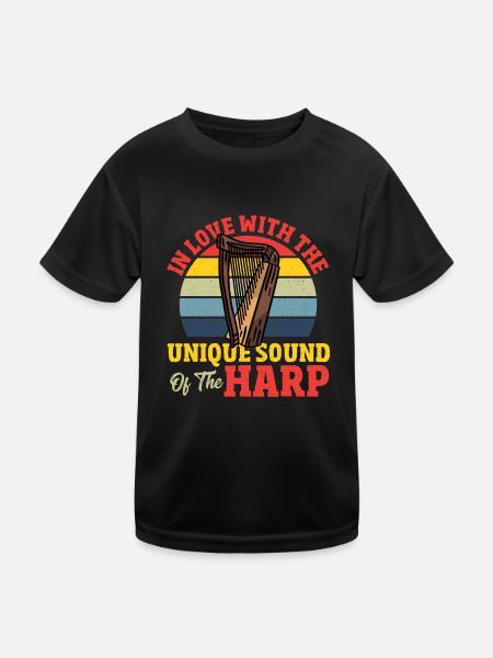 In Love With The Unique Sound Of The Harp Player - Kids Functional T-Shirt - black - Front