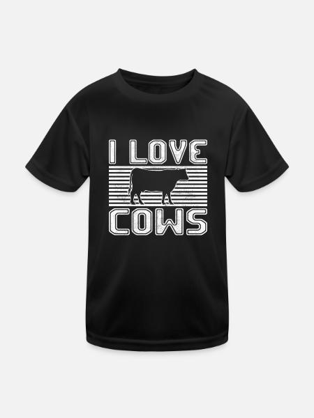 I love cows - Kinder Funktions-T-Shirt - Schwarz - Vorne