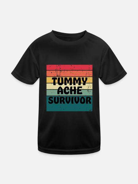 Tummy Ache Survivor Retro Sunset - Kids Functional T-Shirt - black - Front