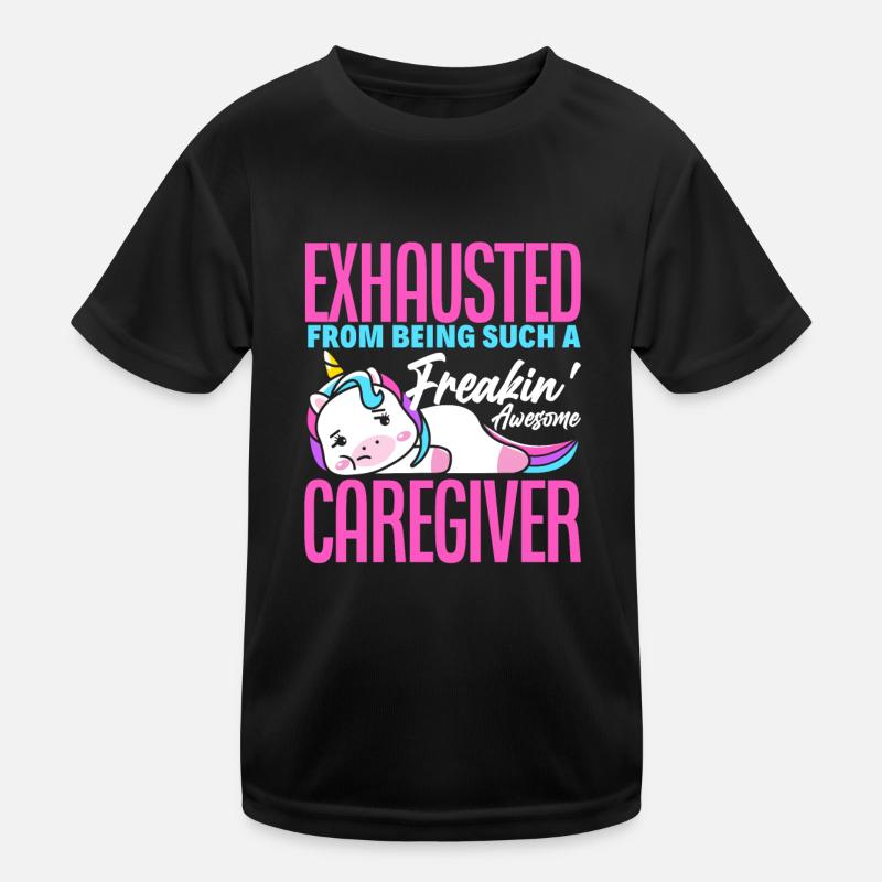 Pflegekraft Einhorn Kinder Funktions-T-Shirt