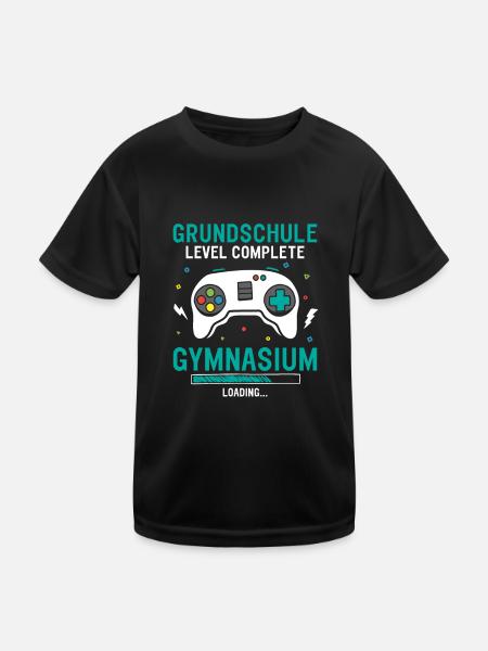 Grundschule Level Complete Gymnasium Loading - Kinder Funktions-T-Shirt - Schwarz - Vorne