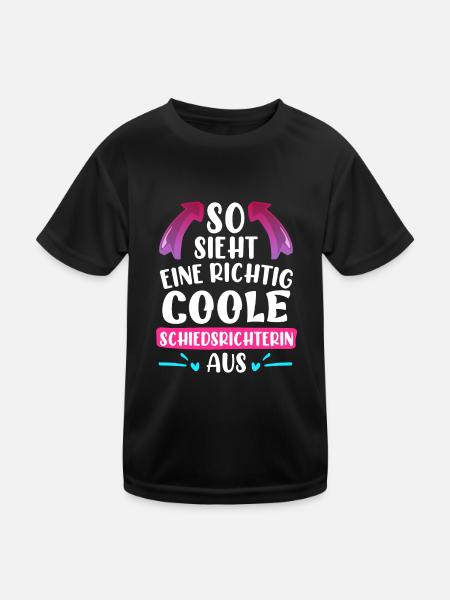 So sieht eine coole Schiedsrichterin aus - Kinder Funktions-T-Shirt - Schwarz - Vorne