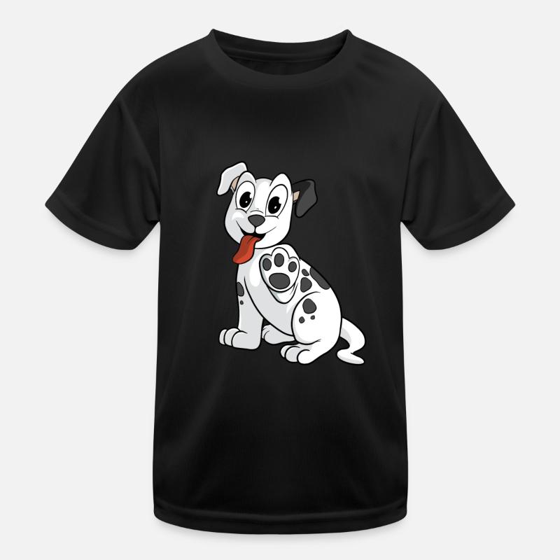 Cute spotted dog raises paw Kids Functional T-Shirt