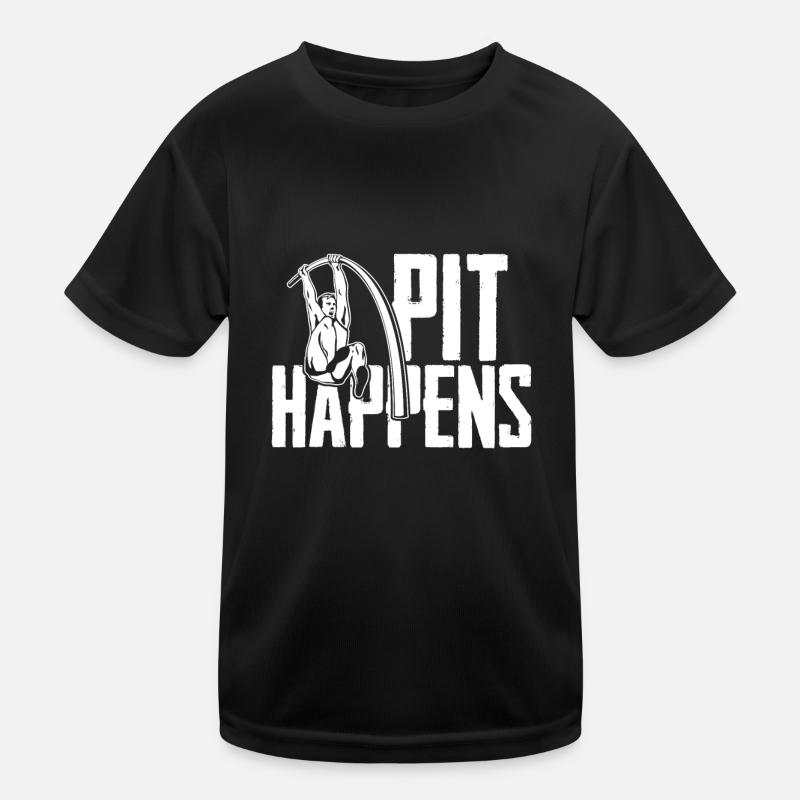 Pit Happens Fun Pole Vault - Kids Functional T-Shirt - black