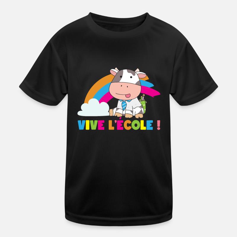 Vive L École ! vache écolier rentrée scolaire T-shirt sport Enfant