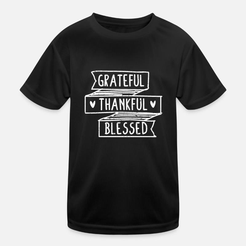 Funny Religious Thanksgiving Cute Grateful Grateful Kids Functional T-Shirt