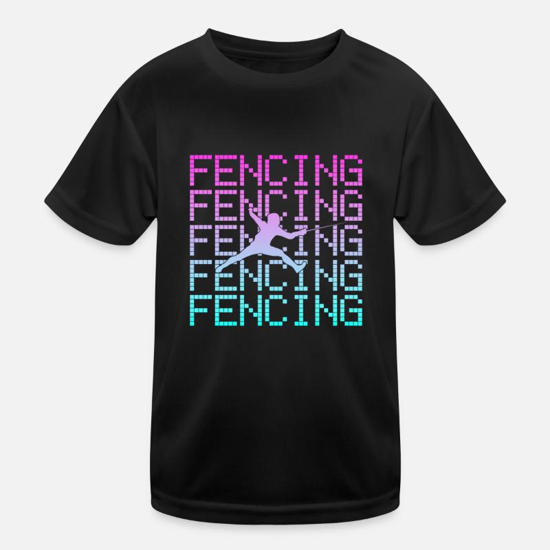 Fechten - Kinder Funktions-T-Shirt - Schwarz